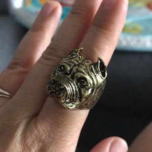 Gold pitbull ring